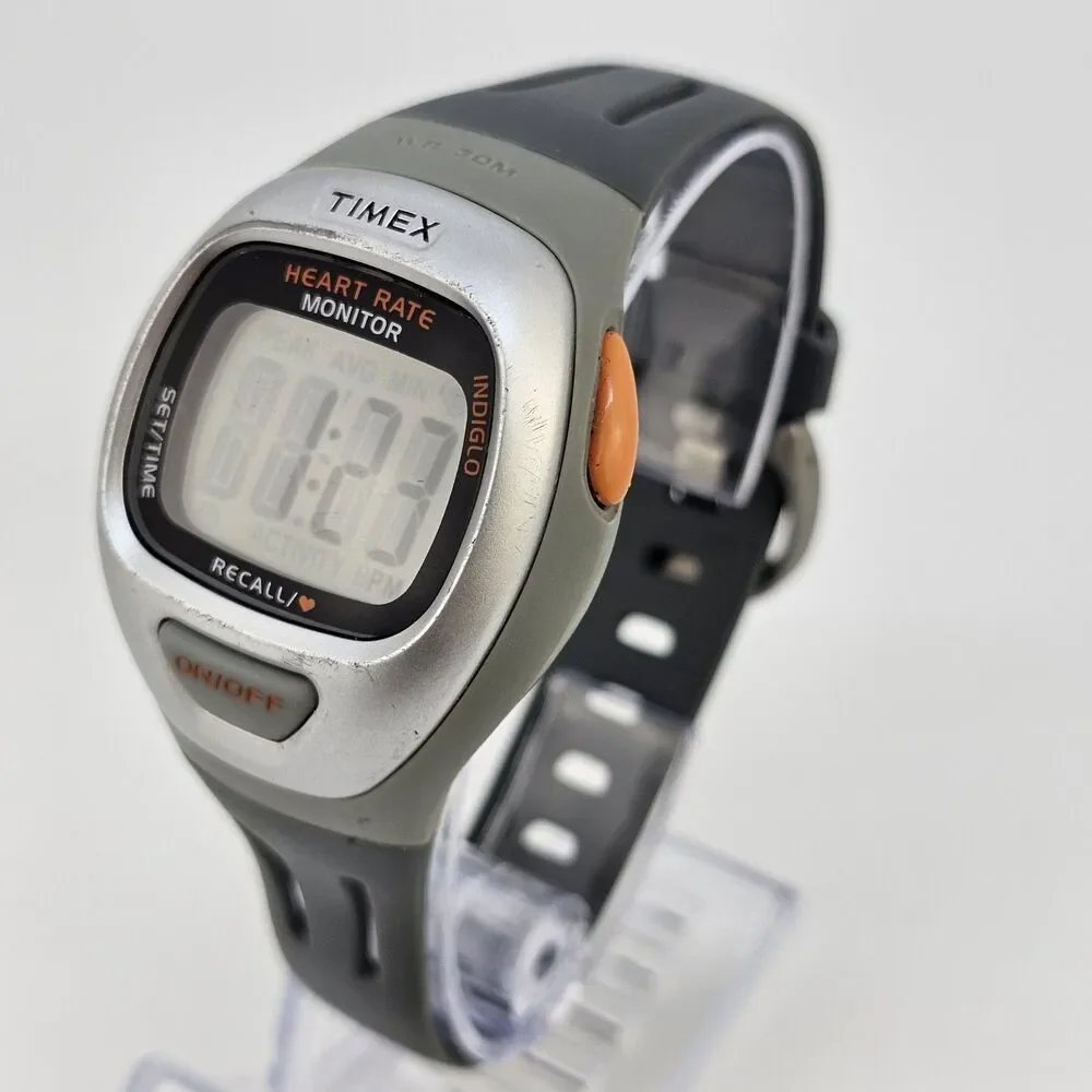 Timex Men's Digital Heart‎ Rate Monitor Watch 40MM Gray Plastic Bands Working